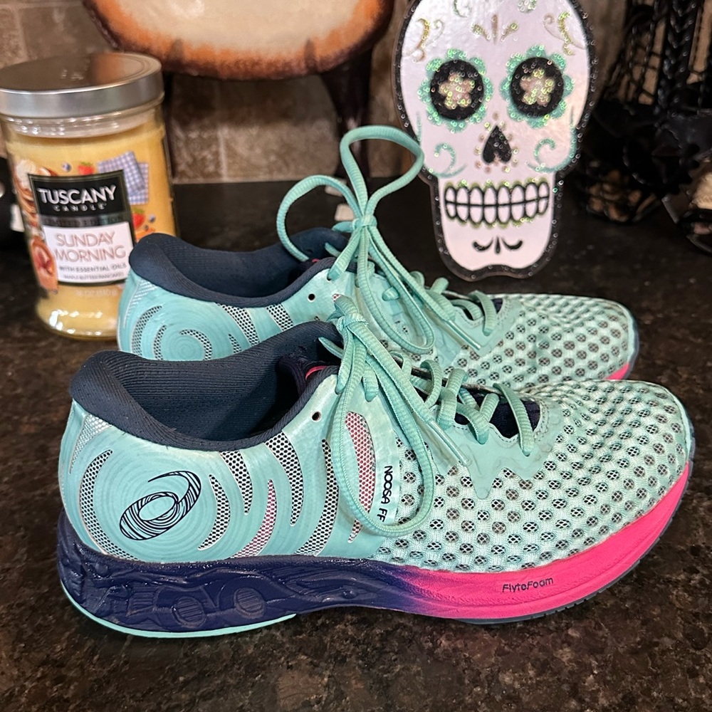 Asics Women's Noosa FF 2 Flyte Foam Mint Teal and Pink Athletic Running Shoes - Picture 3 of 8